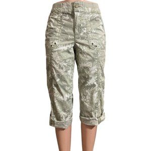 Caffe Marrakesh Capri Pants Womens Size 8 Camouflaged Roll Tab Snap Flap Pockets